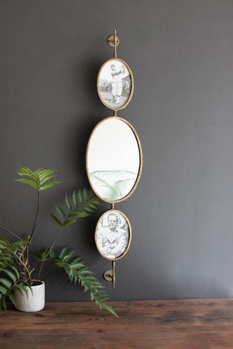 Antique Gold Rotating Wall Mirror and Photo Frames