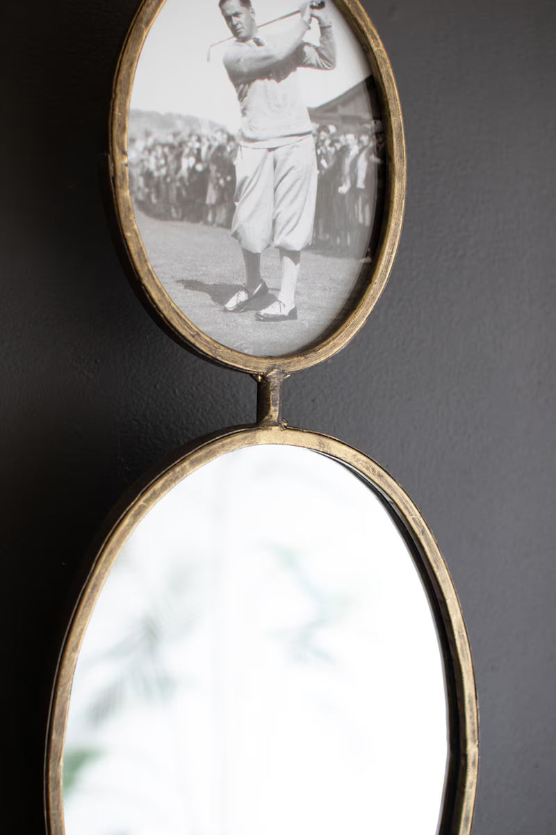 Antique Gold Rotating Wall Mirror and Photo Frames