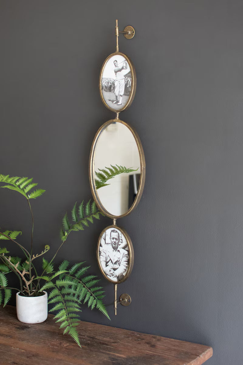 Antique Gold Rotating Wall Mirror and Photo Frames