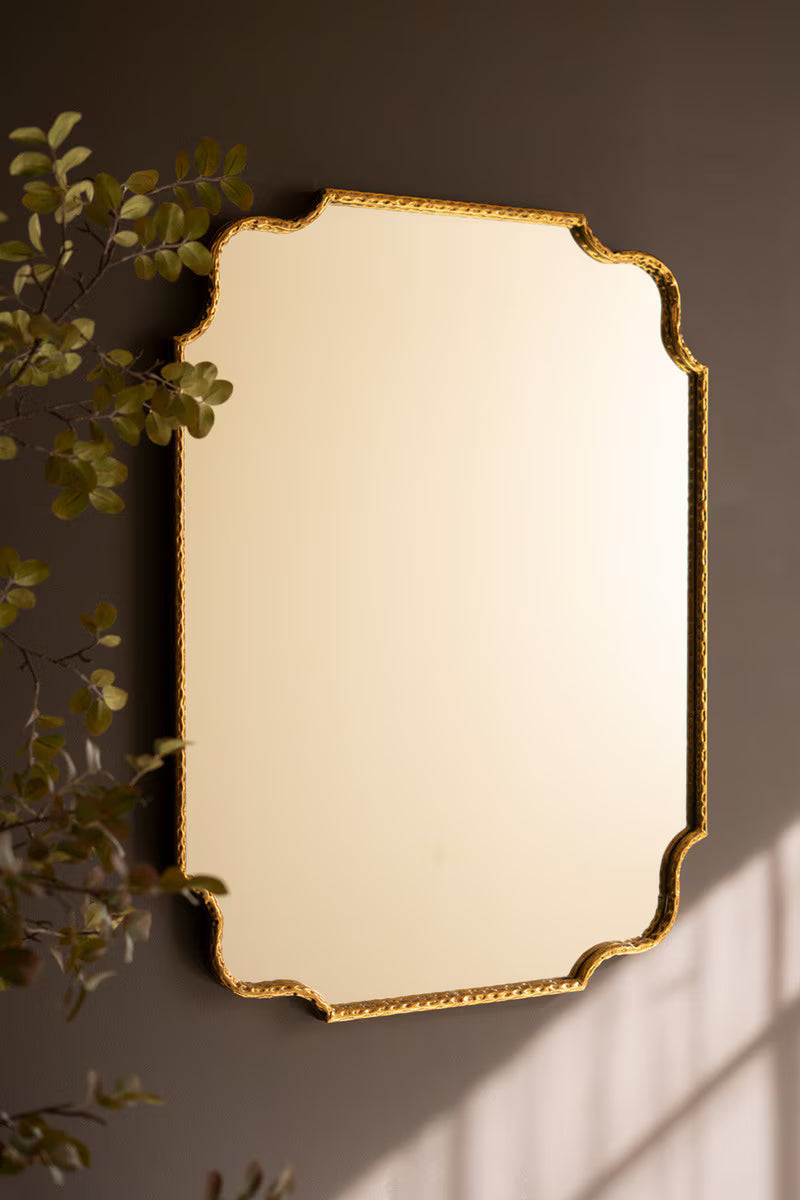 Hammered Antique Brass Framed Mirror