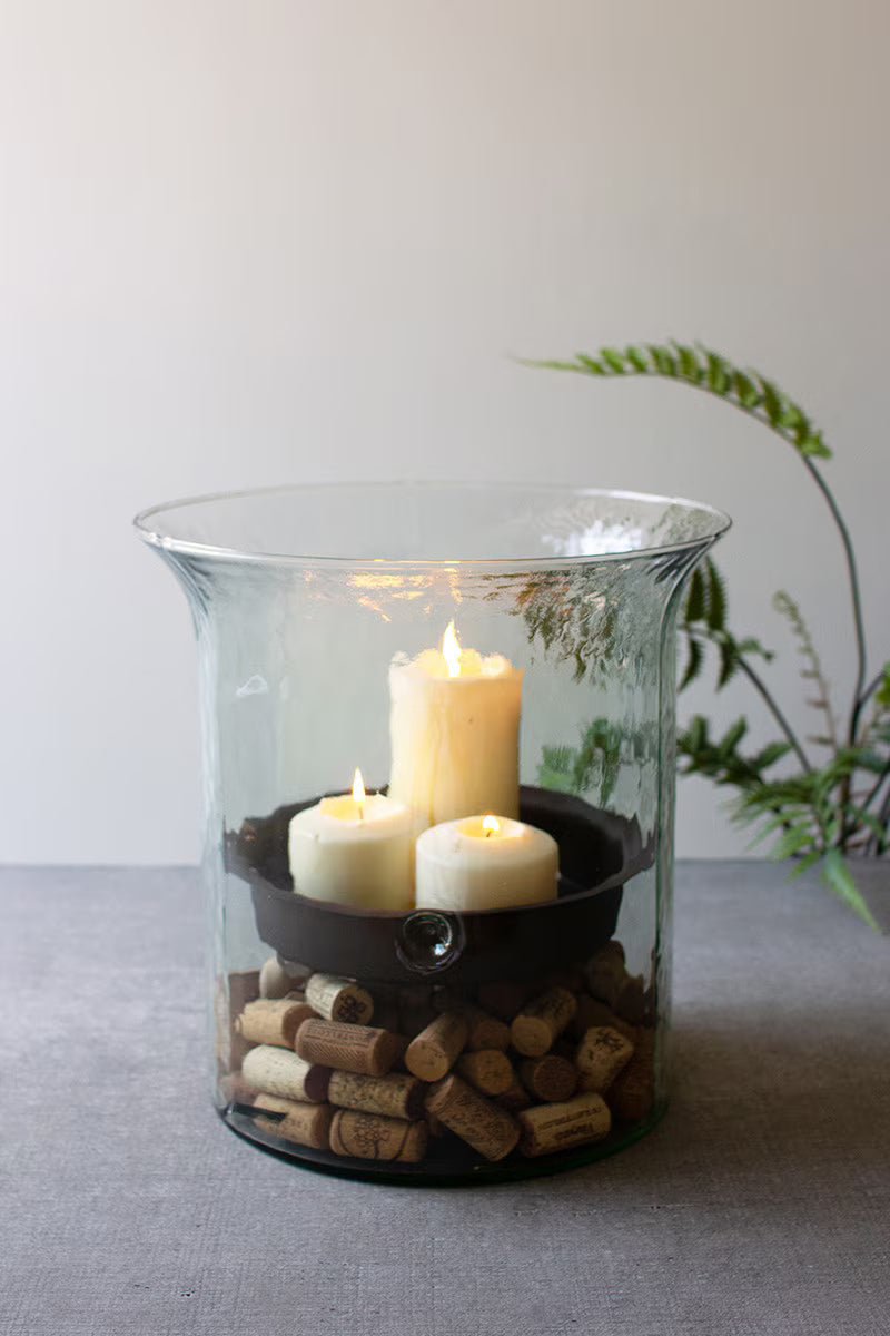 Original Glass Candle Cylinder with Rustic Insert / Small (Copy)