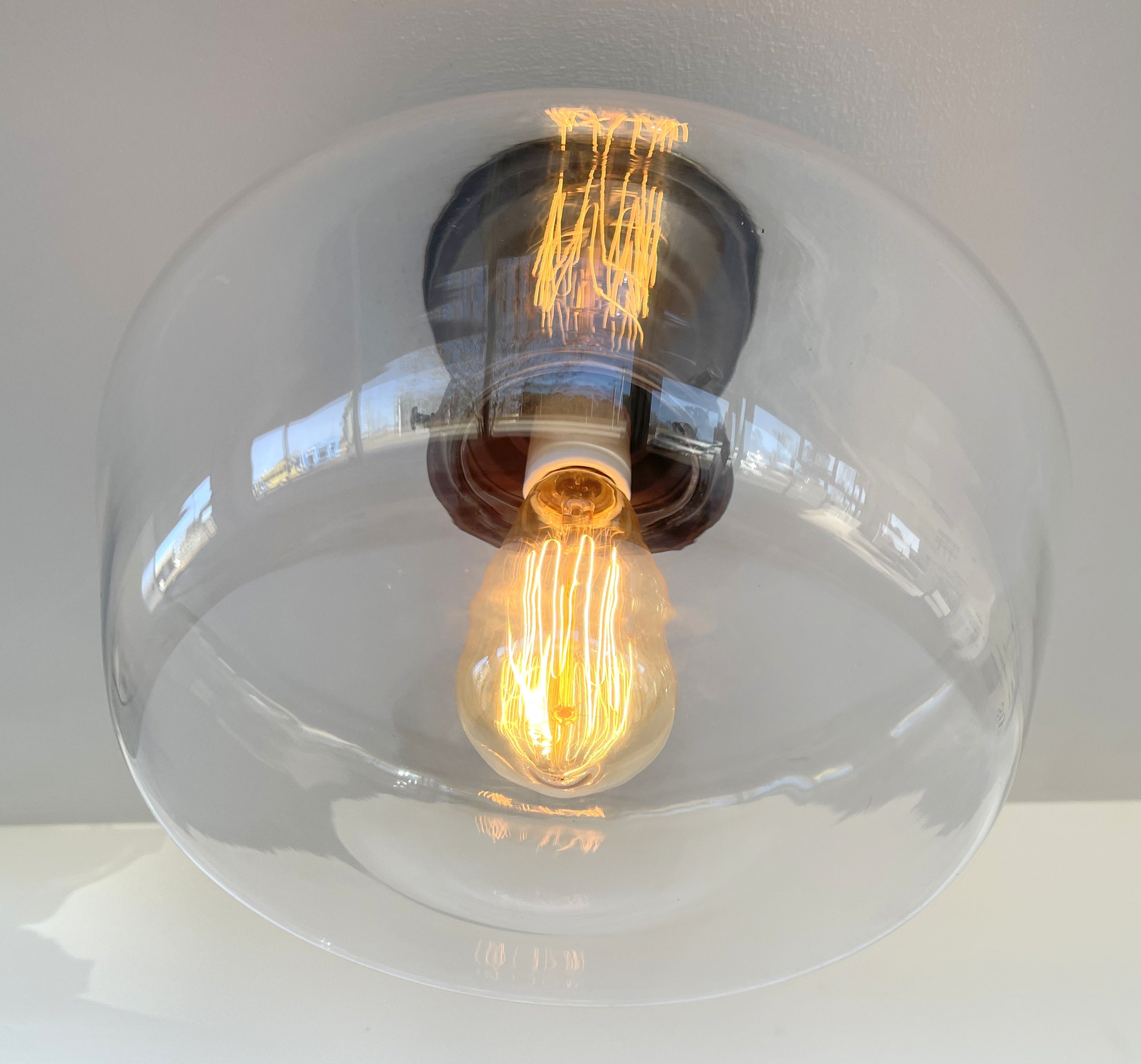 Large Clear Glass Schoolhouse Ceiling Light | 12"