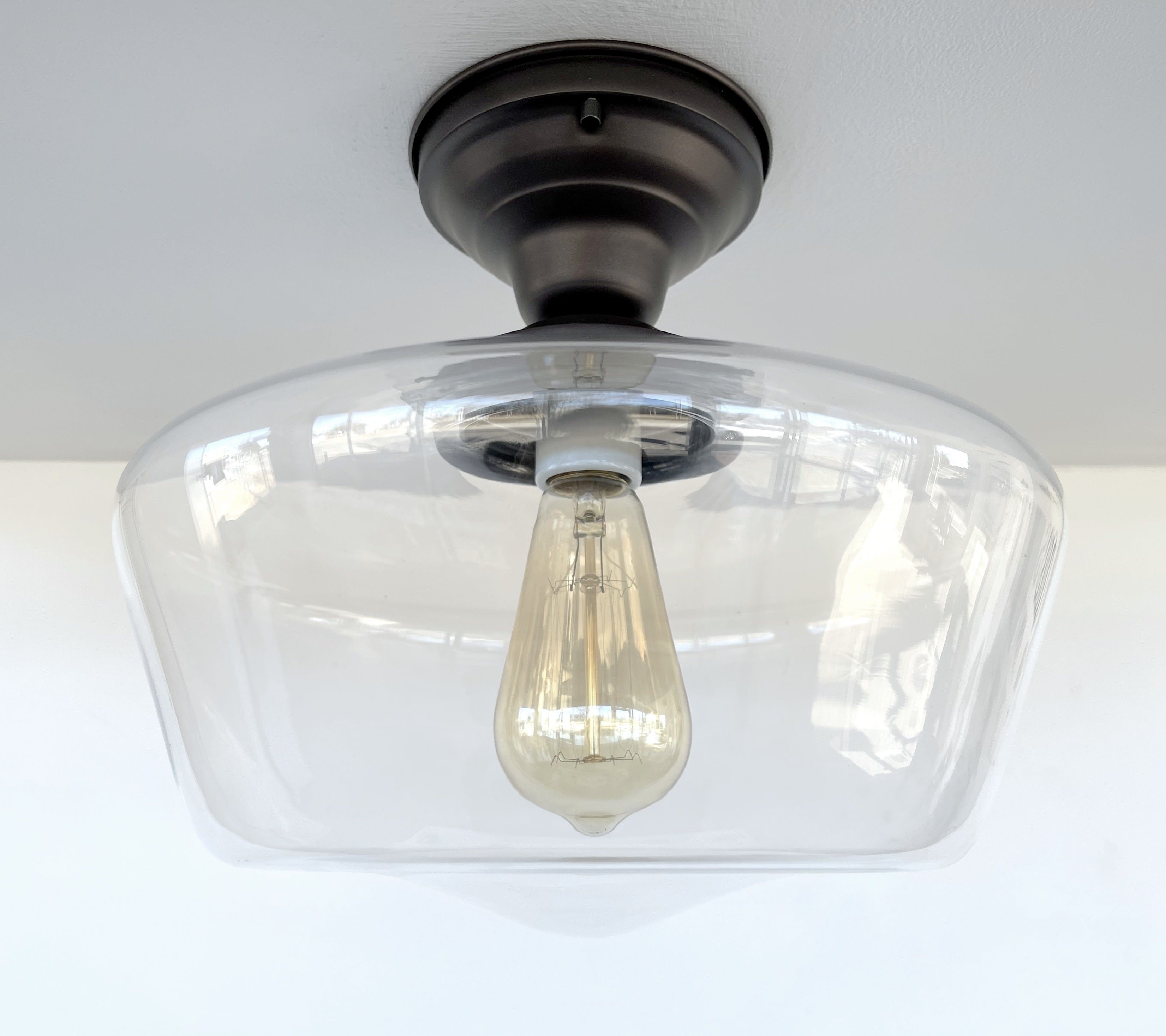 Large Clear Glass Schoolhouse Ceiling Light | 12"