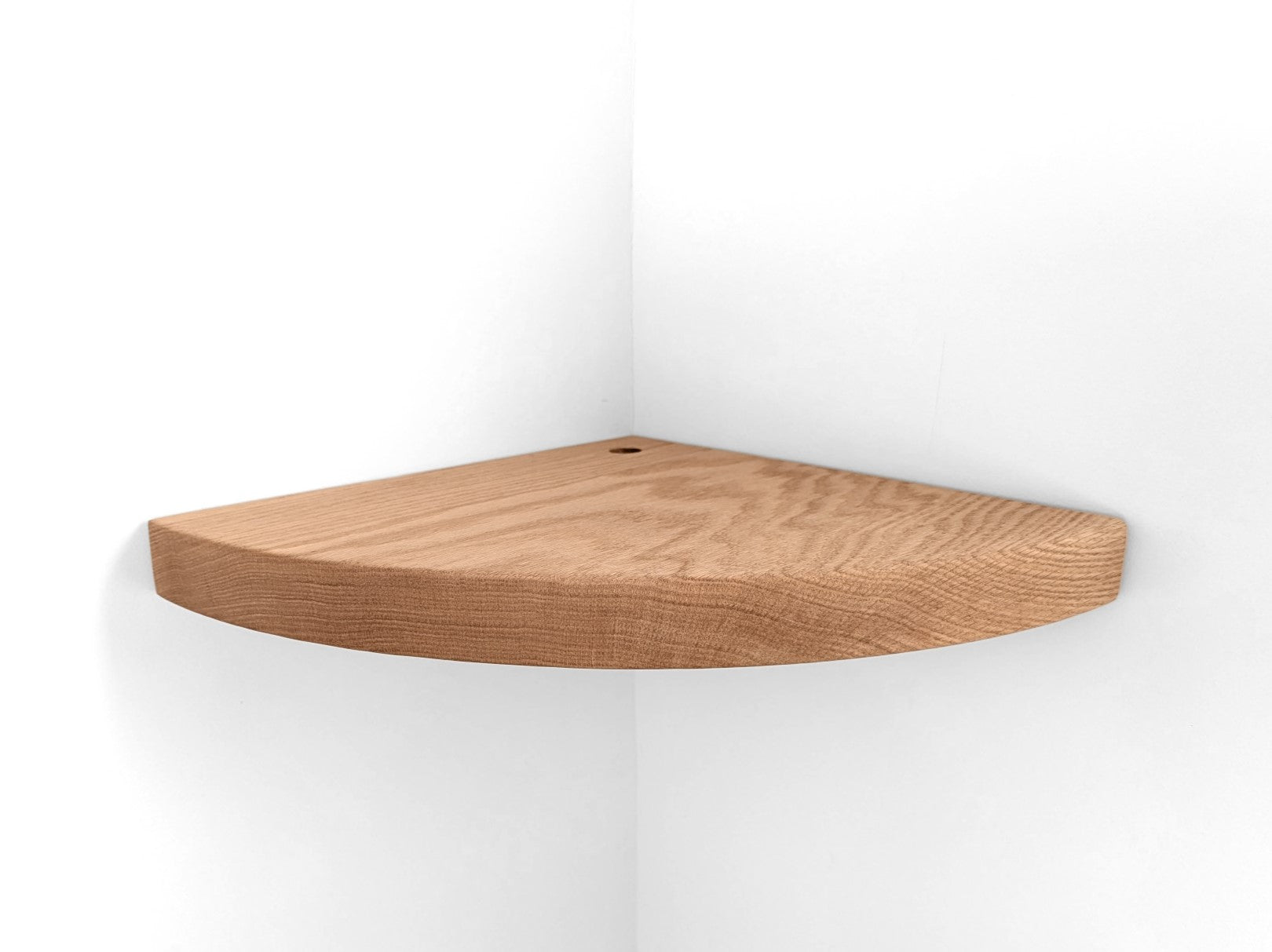 Floating Corner Shelf with Cord Hole in Mahogany