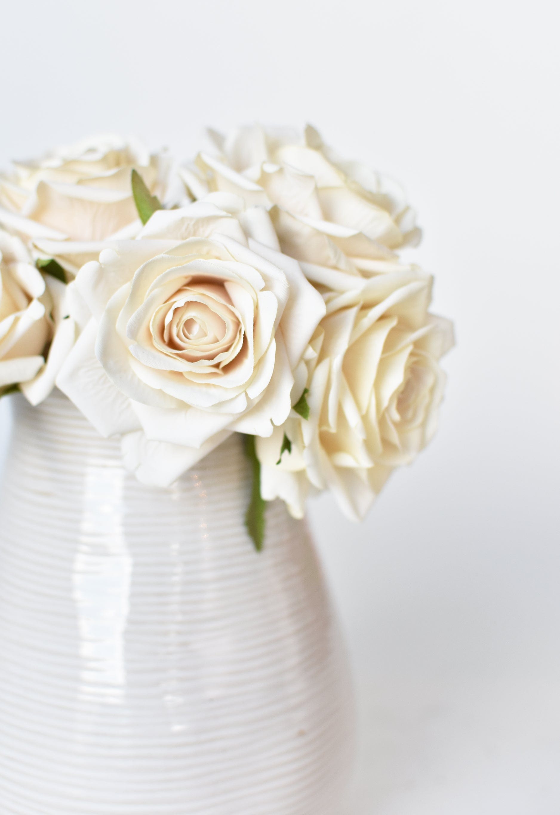 7.5" Faux Cream Rose Bundle (3)
