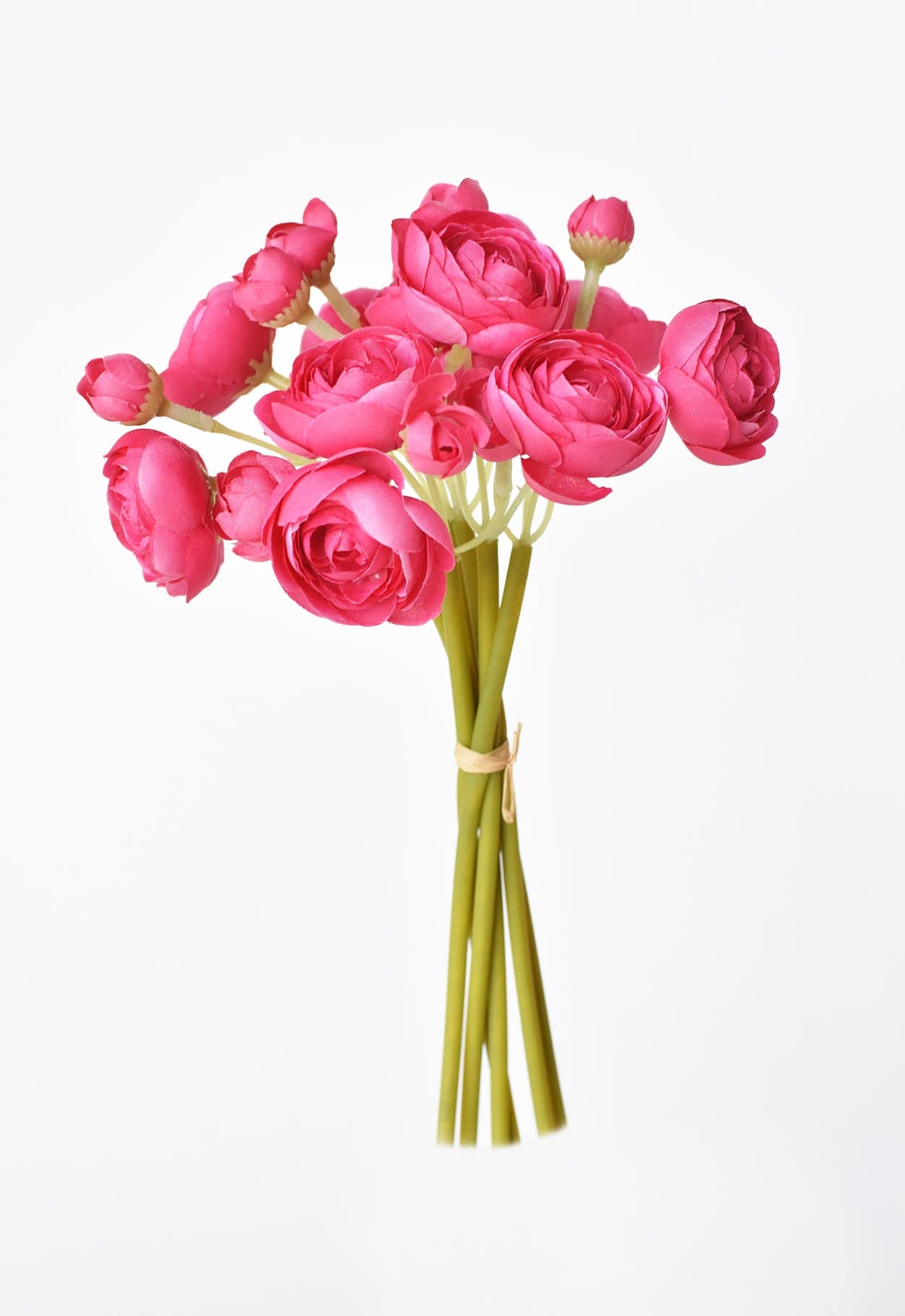10.5" Faux Dark Pink Ranunculus Stem Bundle