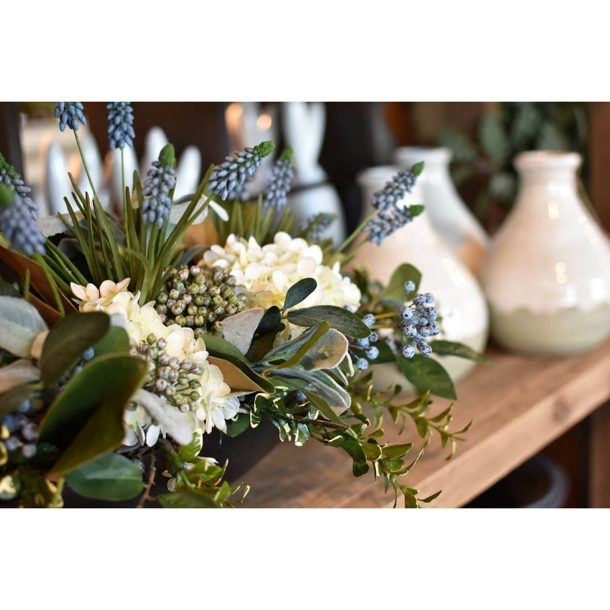 12.5" Faux Blue Muscari Bush Grape Hyacinth