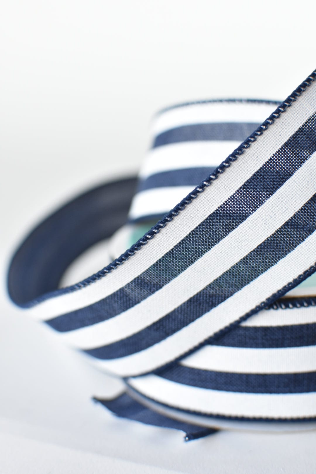 1 1/2" x 10yd Navy and White Stripe Ribbon