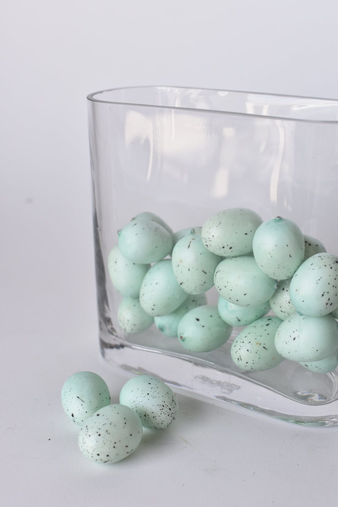 1.25" Faux Light Blue/Green Eggs With Speckles (24 eggs)
