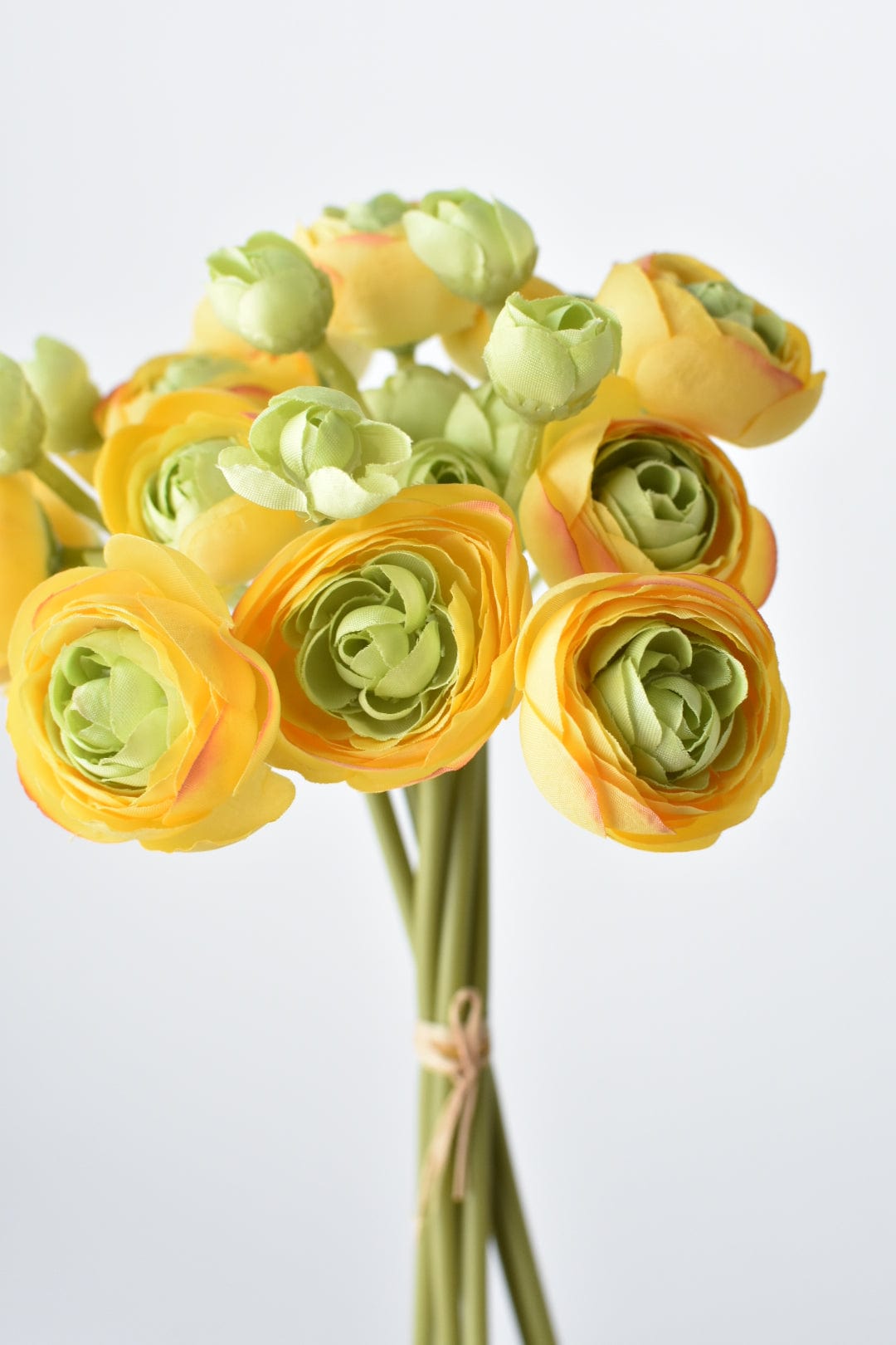 10" Faux Yellow/Green Ranunculus Stem Bundle