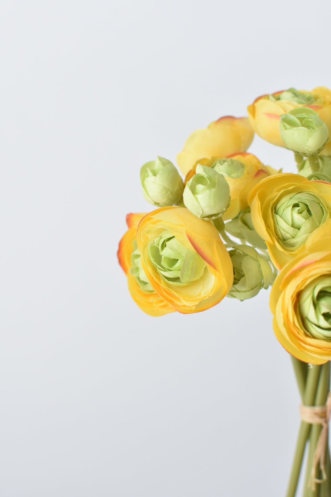 10" Faux Yellow/Green Ranunculus Stem Bundle