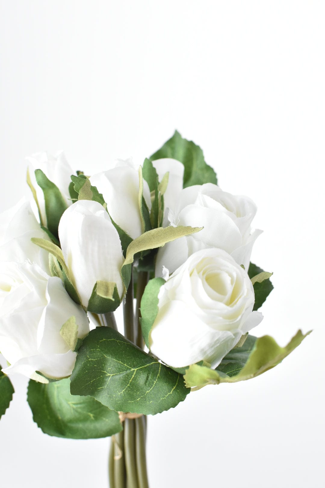 9" Faux White Rosebud Stem Bundle