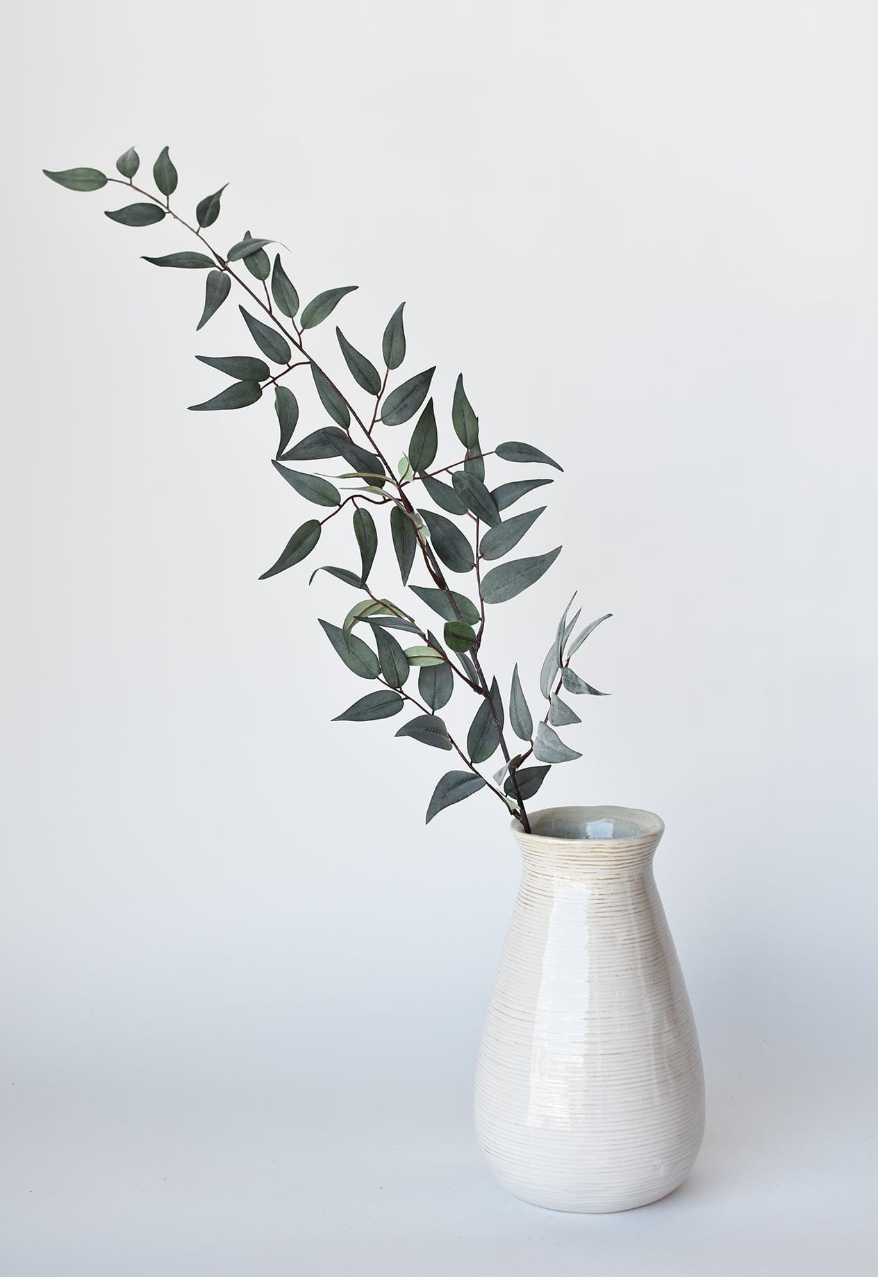36" Faux Dark Green/Gray Ruscus Leaf Stem