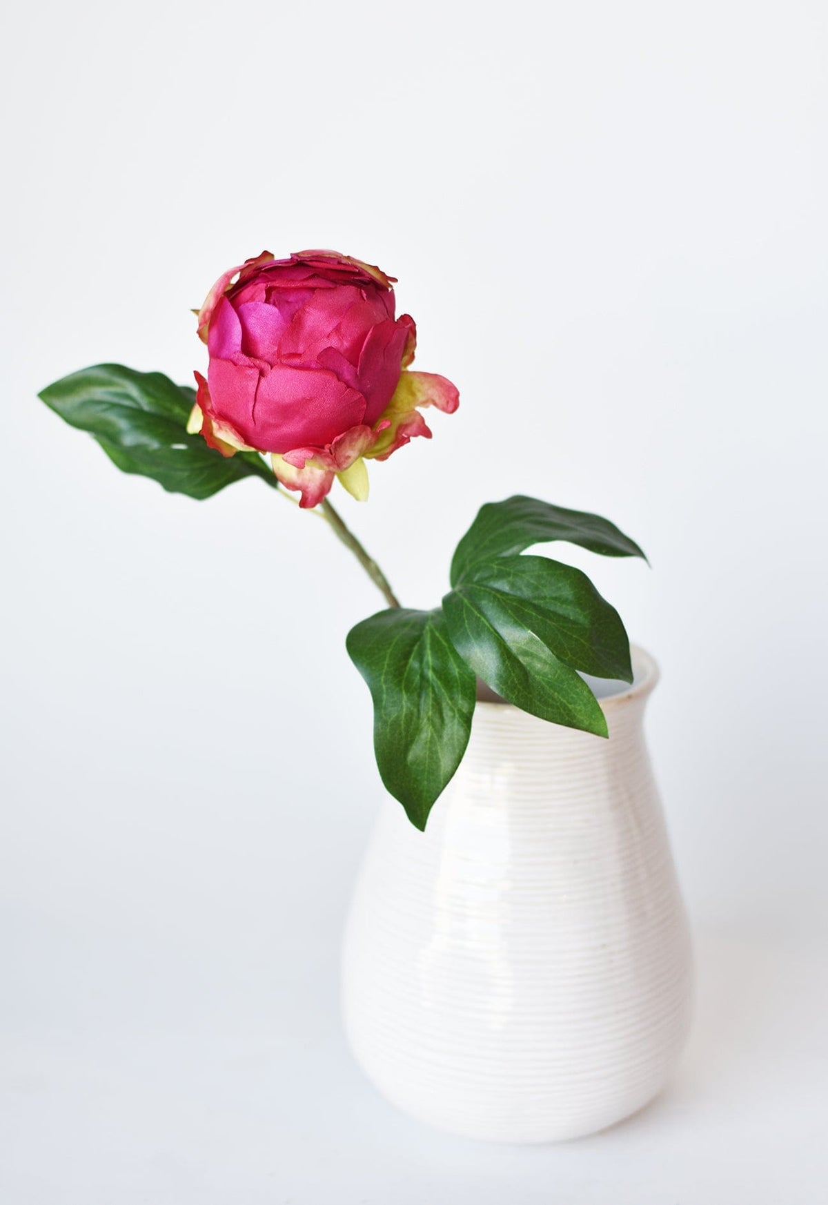 18" Faux Peony Bud Stem Fuchsia