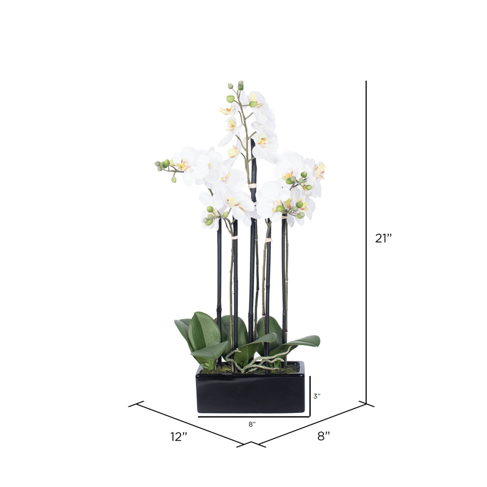 21" Artificial White Potted Orchid