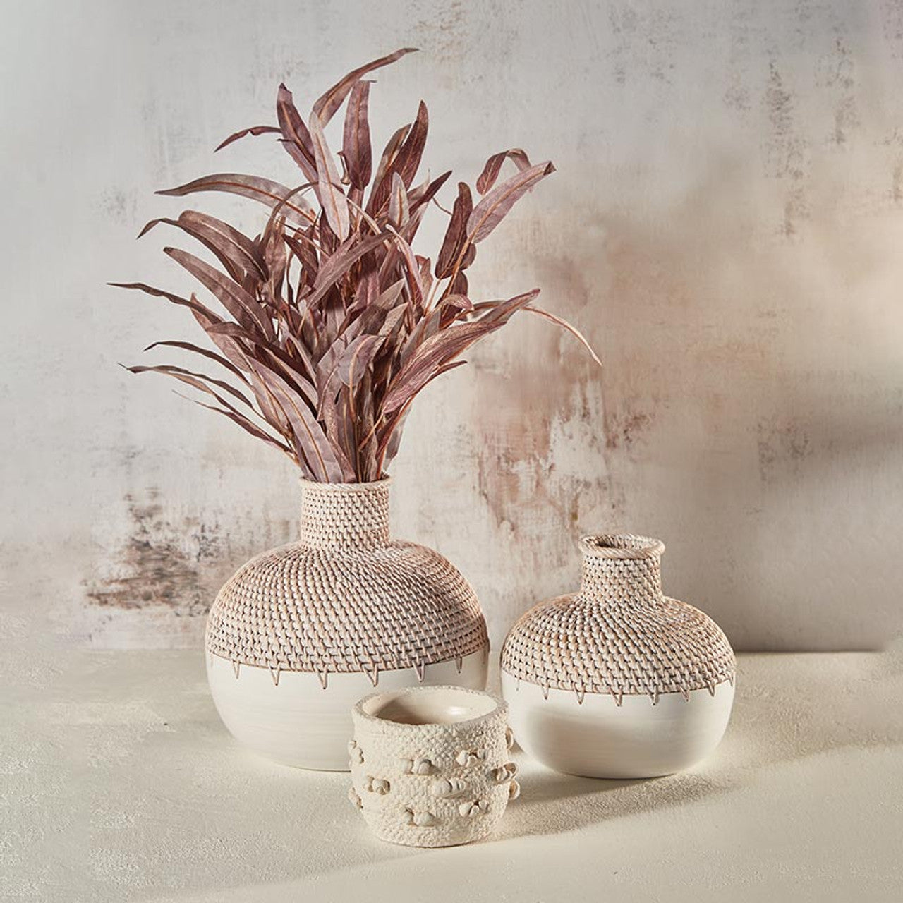 White Bamboo Vase - Large