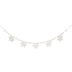 White Beaded Wooden Snowflake Cutout Garland