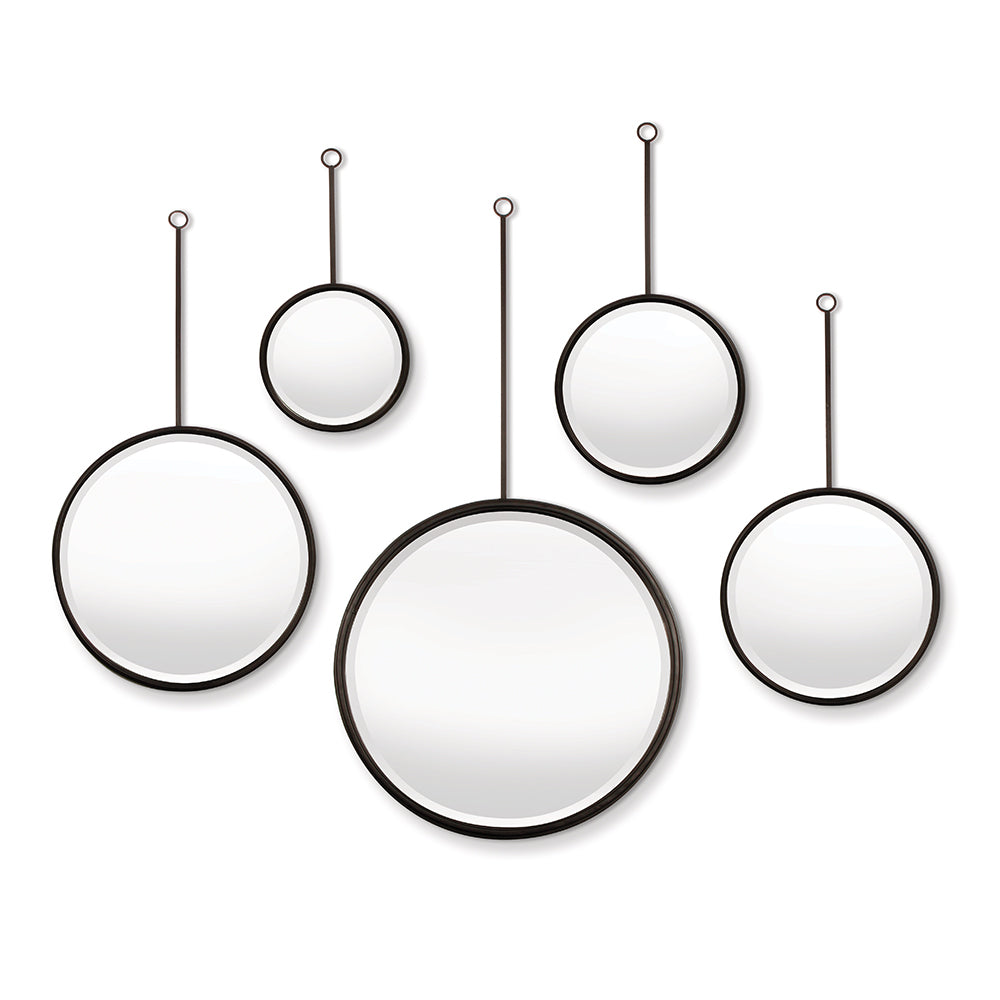 Maison Noir Pendulum Mirrors, Set of 5- Black