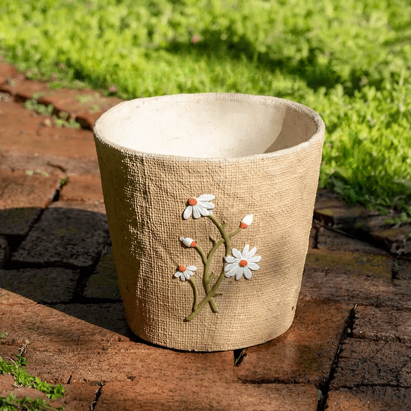 Daisy Garden Cement Planter