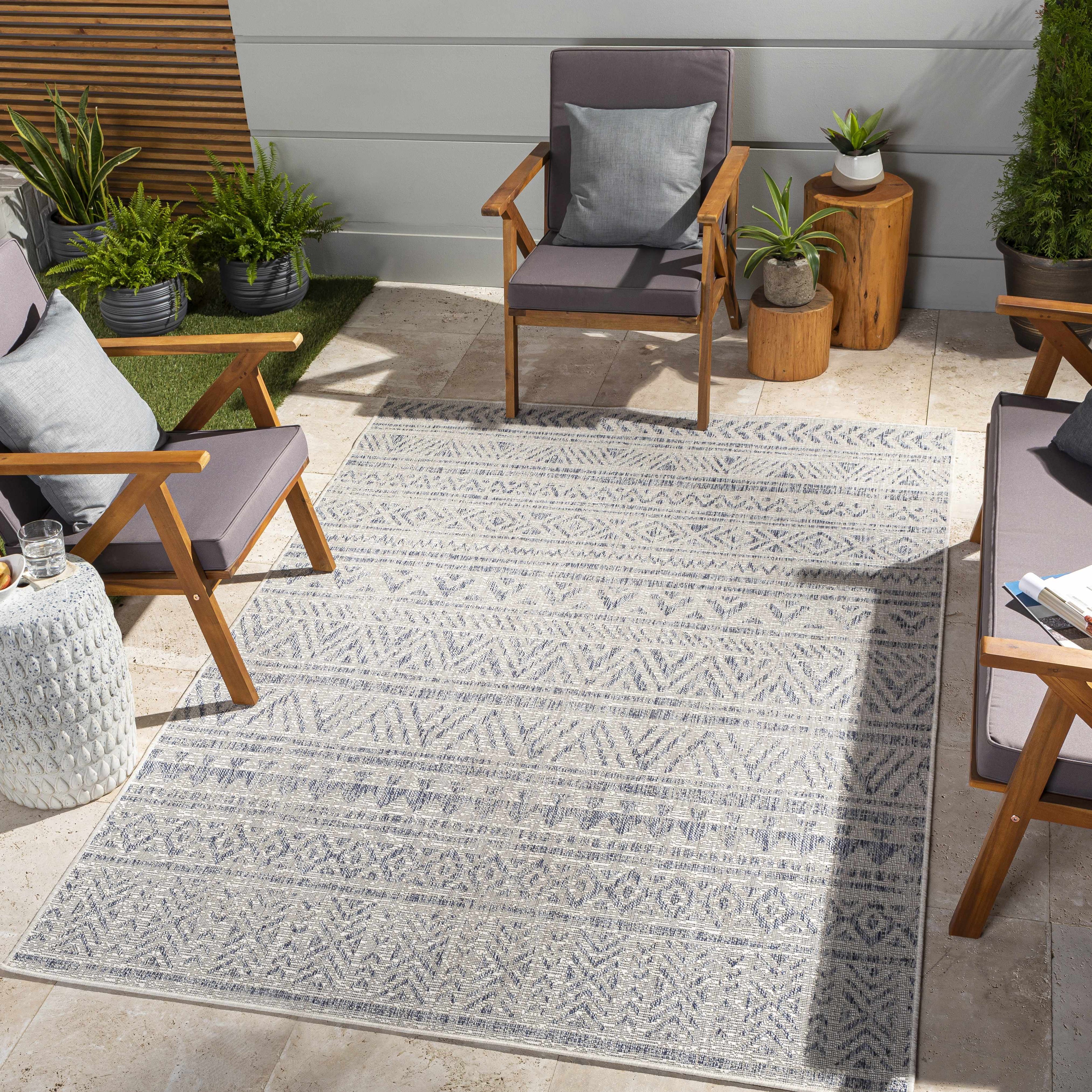 Novato Gray All Over Pattern Performance Outdoor Rug - Clearance