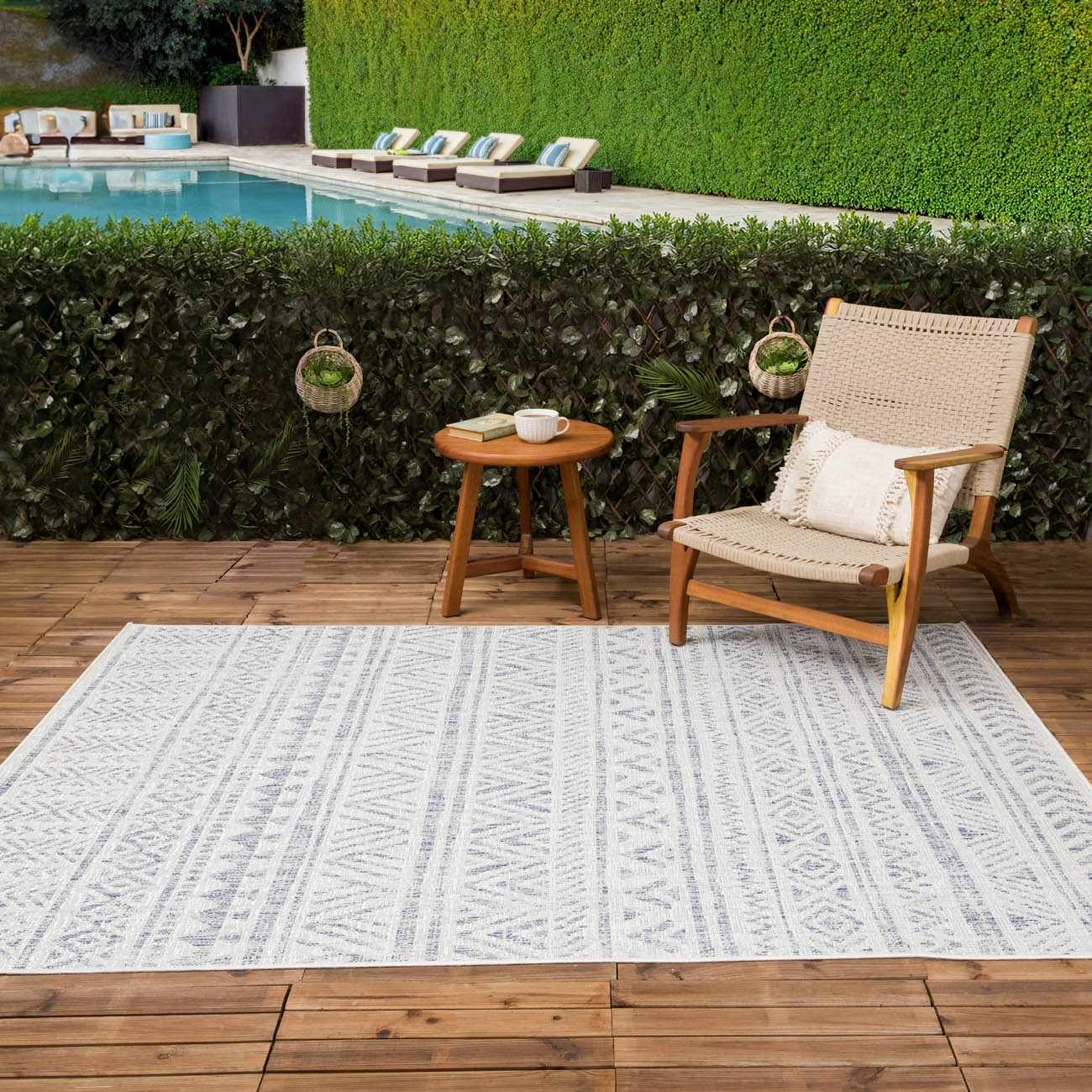 Novato Gray All Over Pattern Performance Outdoor Rug - Clearance