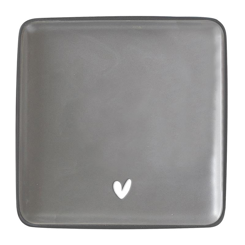 Square Ceramic Plates - Heart - Set of 4