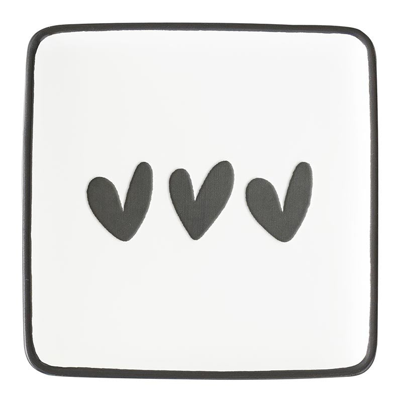 Square Ceramic Plates - Heart - Set of 4