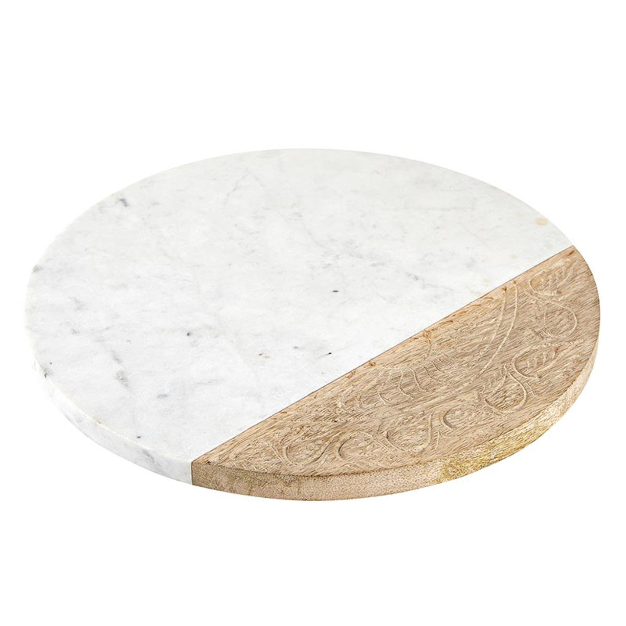 Marble and Carved Wood Serving Board - Round