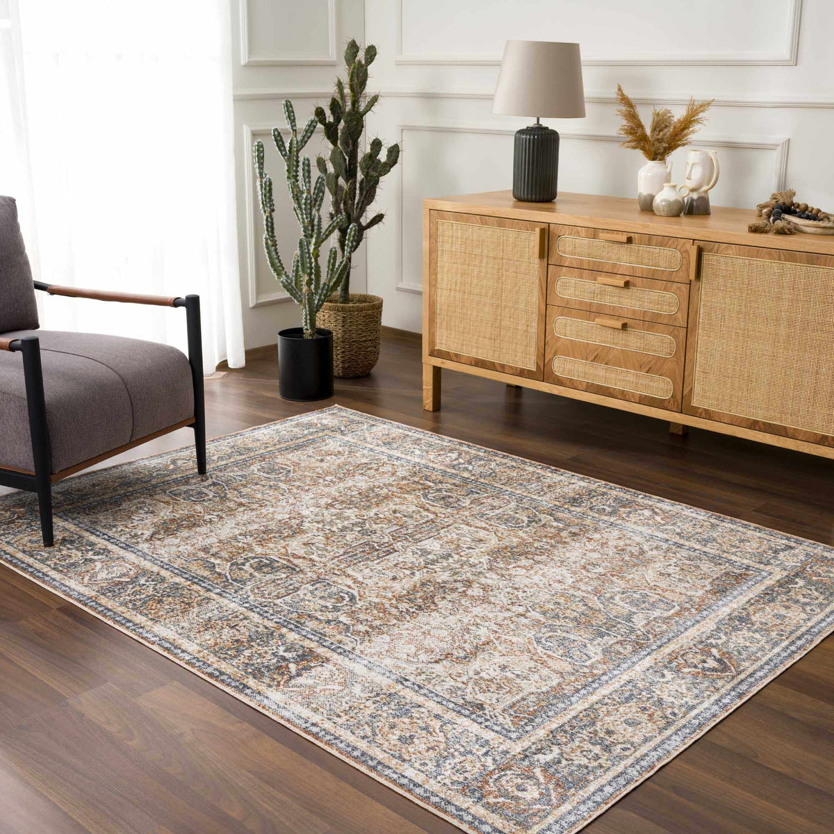 Arias Blue Flat Pile Washable Rug