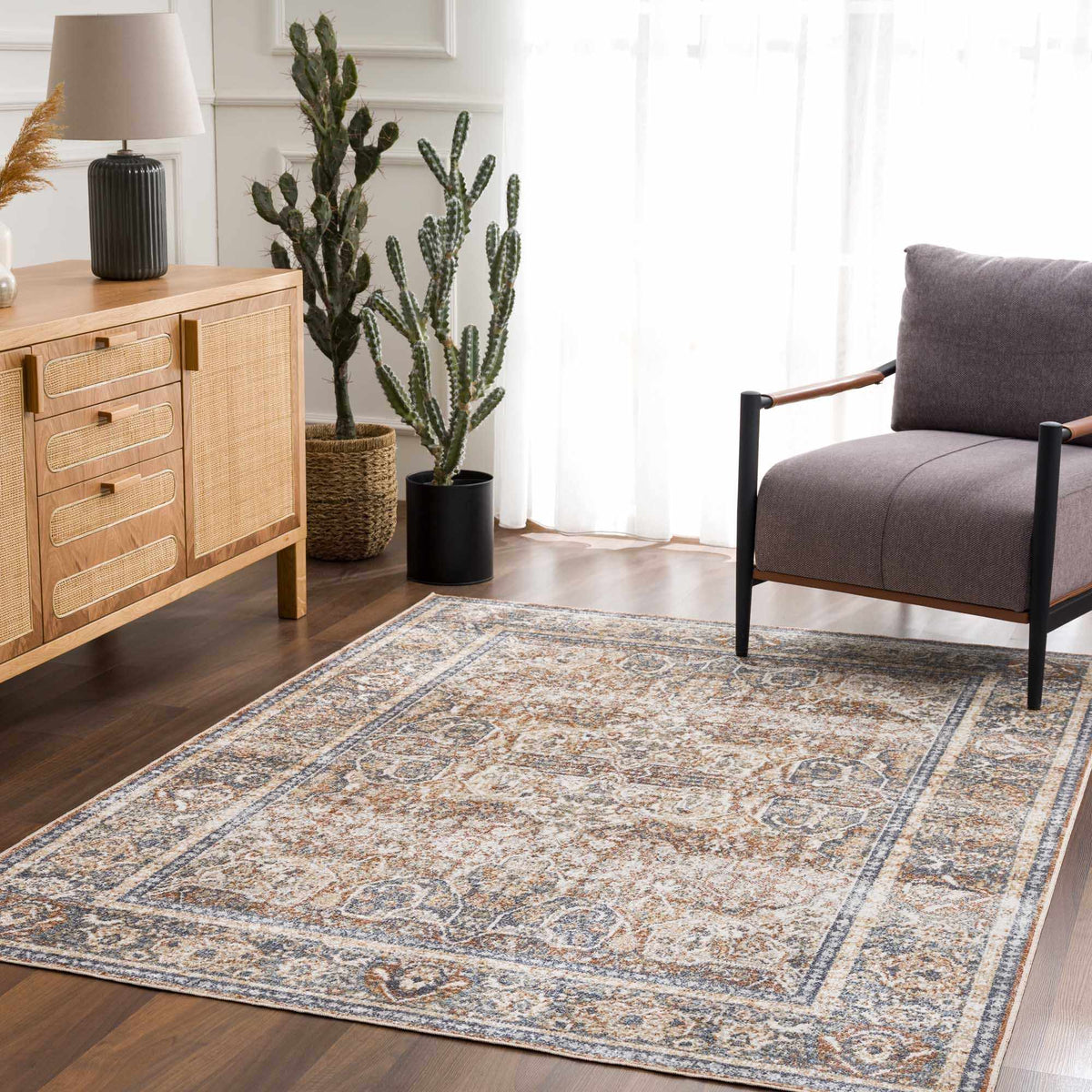 Arias Blue Flat Pile Washable Rug