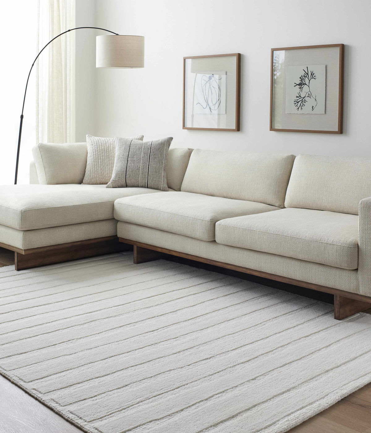 Aurex Cream Stepped Arch Art Deco Wool Handmade Area Rug - Clearance