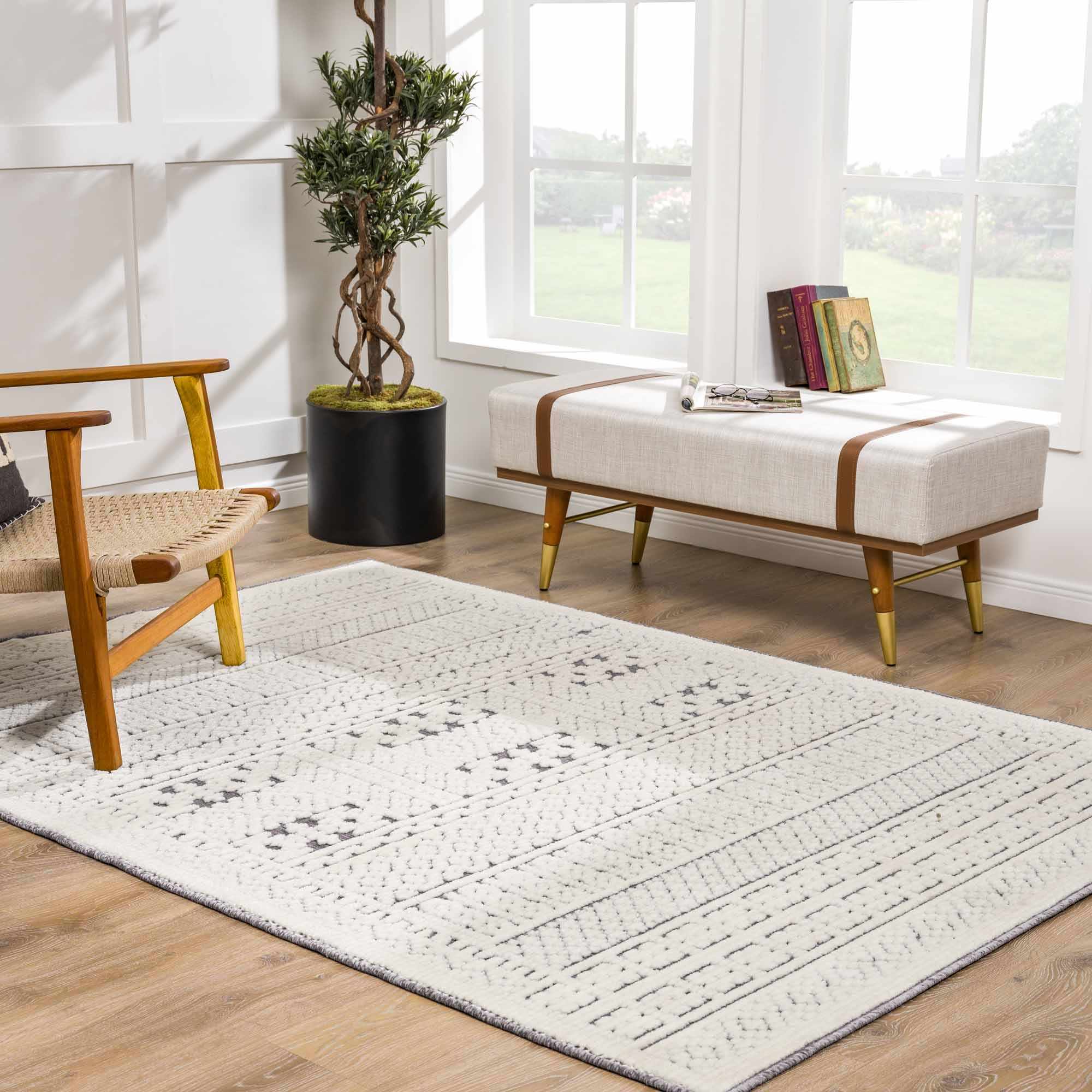 Bahar Cream & Gray Washable Area Rug - Limited Edition
