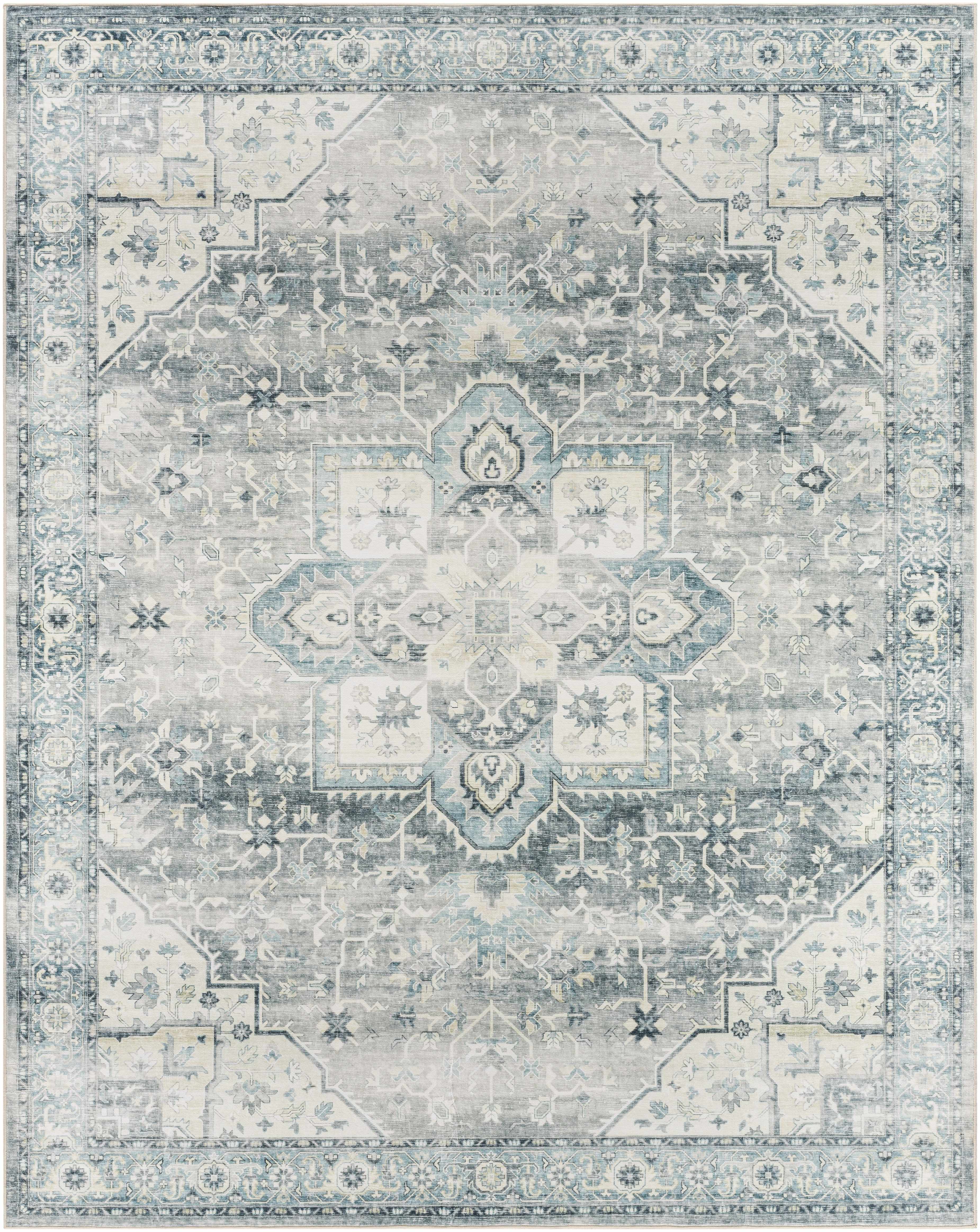Mauro Blue Medallion Washable Area Rug - Clearance