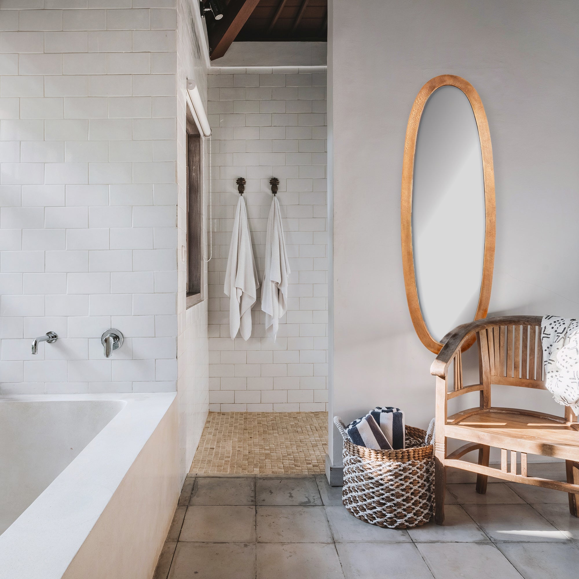 Lamelle Oval Mirror- Antique Brass