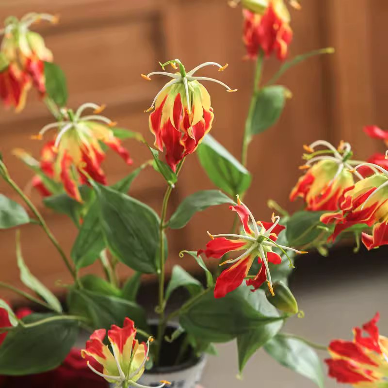 Faux Fire Lily Stem 31.9" Tall