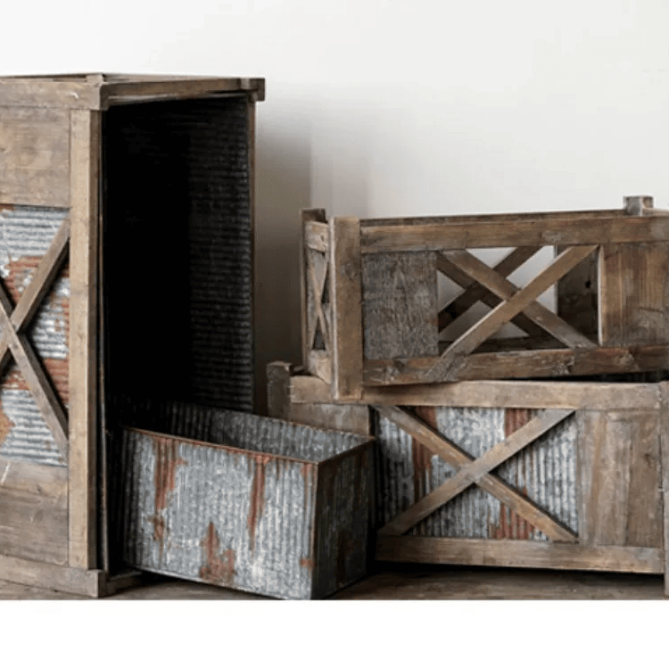 Weathered Garden Storage Planter