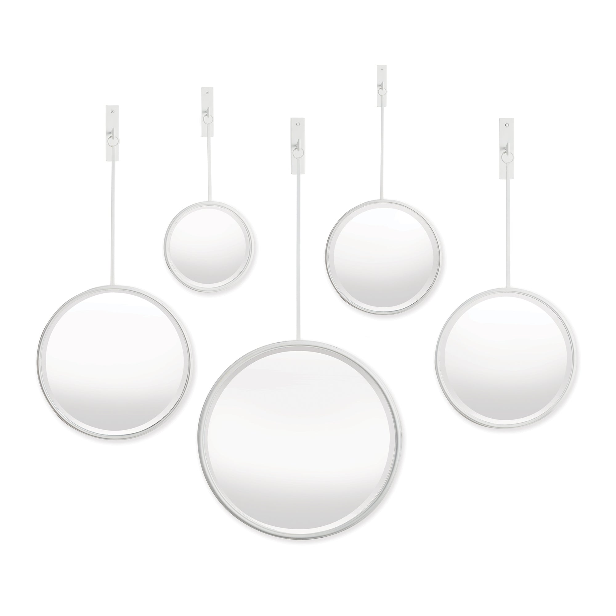 Maison Noir Pendulum Mirrors, Set of 5- White