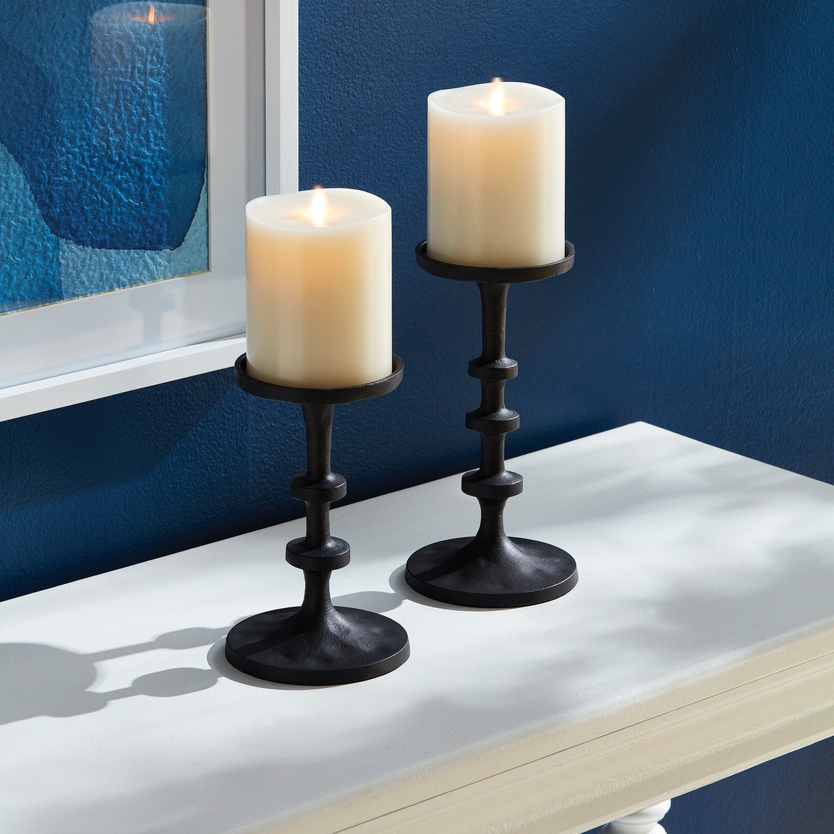 ABACUS PETITE CANDLE STANDS, SET OF 2 (Black bronze)