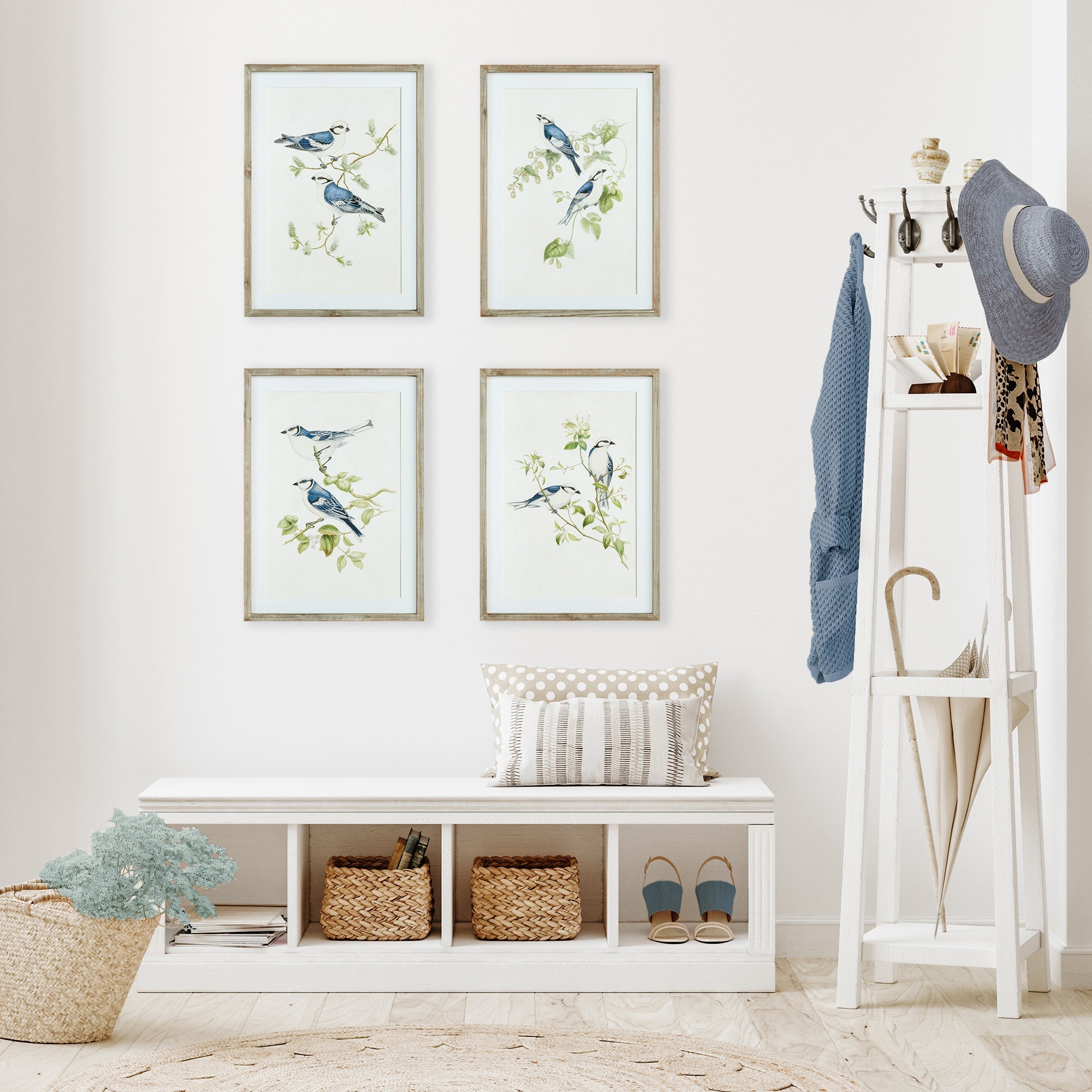 BLUE BIRDS PRINTS, SET OF 4