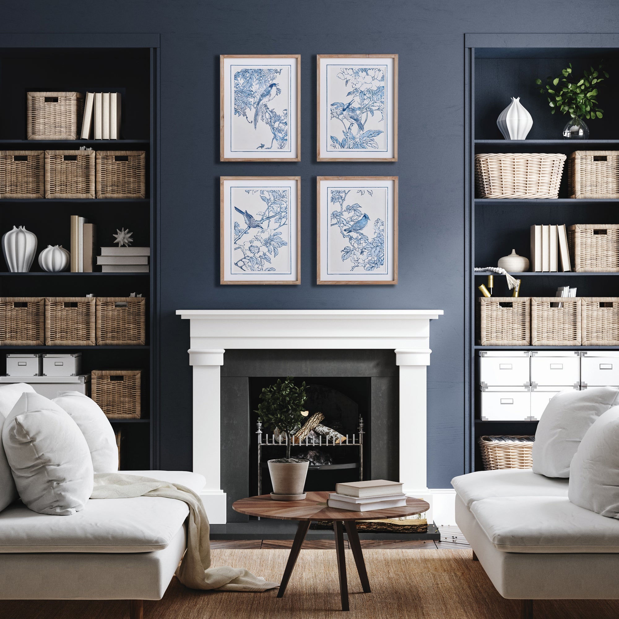 Monochromatic Bird Study, Set of 4