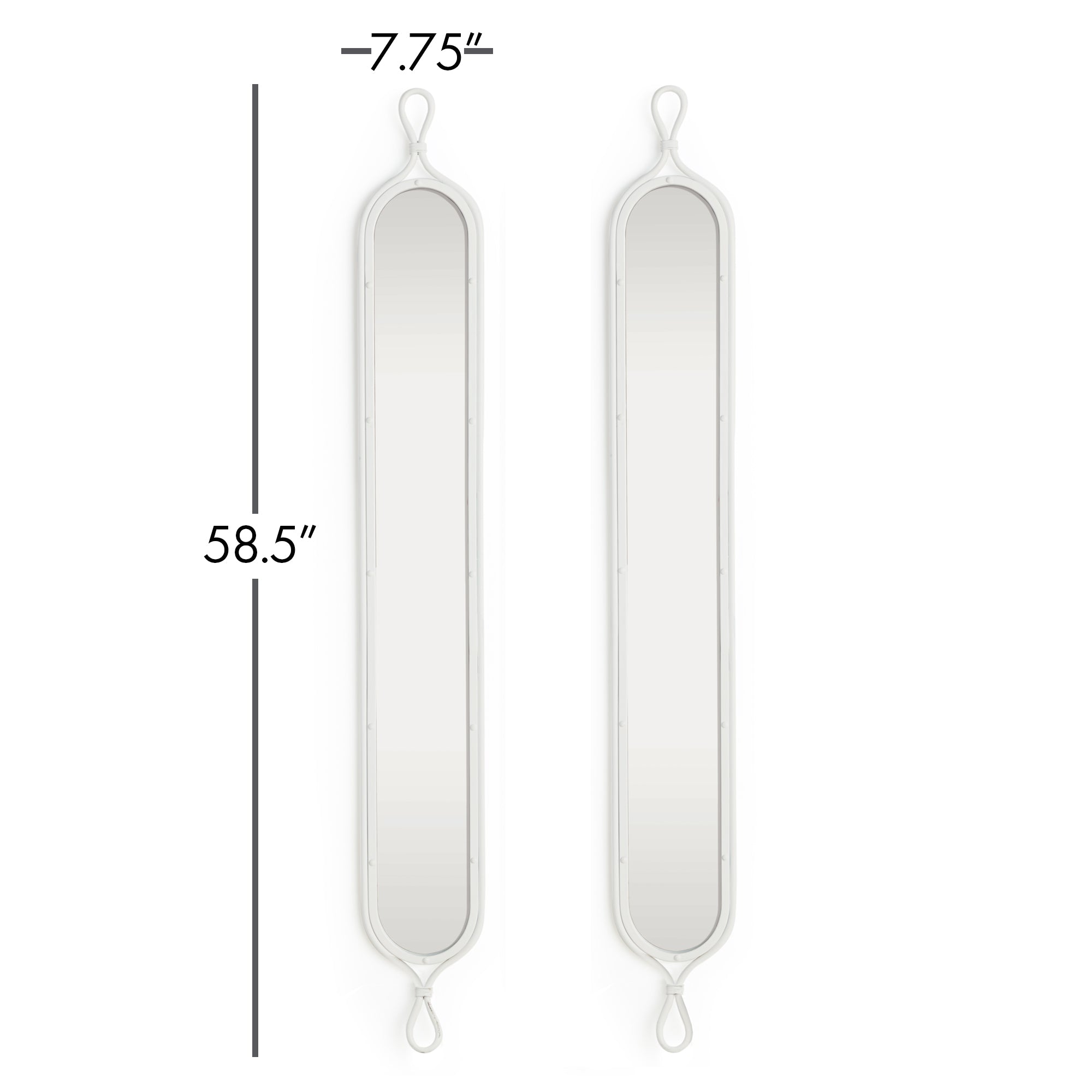 Tall Narrow Mirrors, Set of 2- White