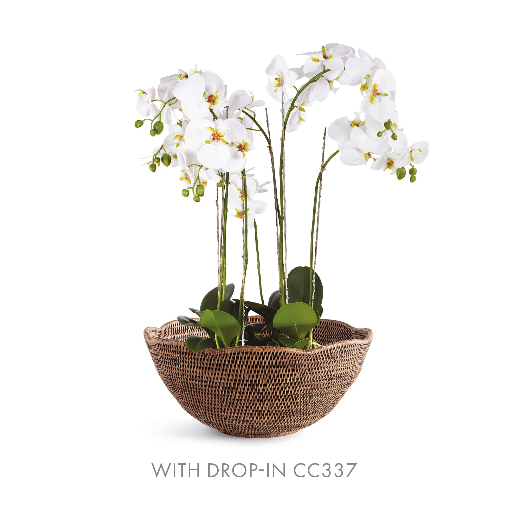 BURMA RATTAN SCALLOPED EDGE BOWL LARGE