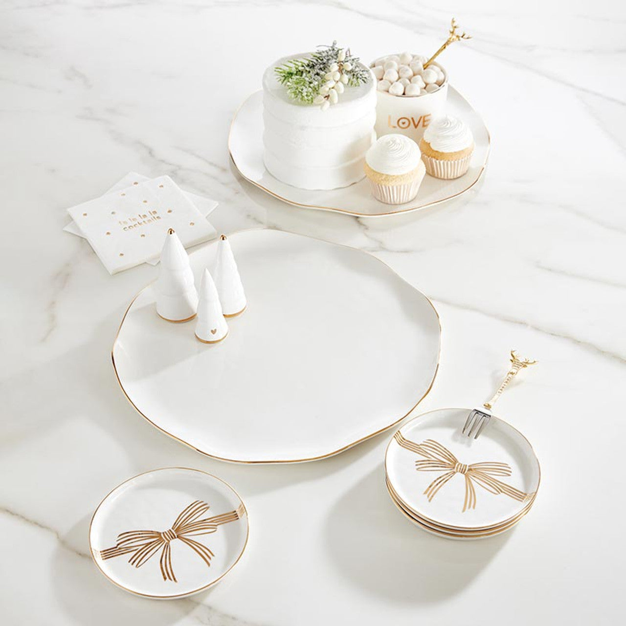 Gold Bow Appetizer Plates - Set of 4
