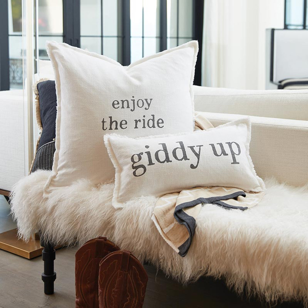 Face to Face Lumbar Pillow - Whoa/Giddy Up