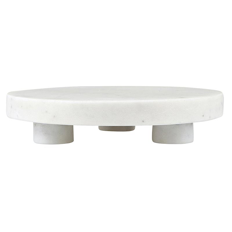 White Marble Footed Tray - 6" Dia