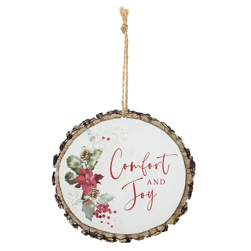 Christmas Poinsettia Wood Ornament Set - 4 Pack
