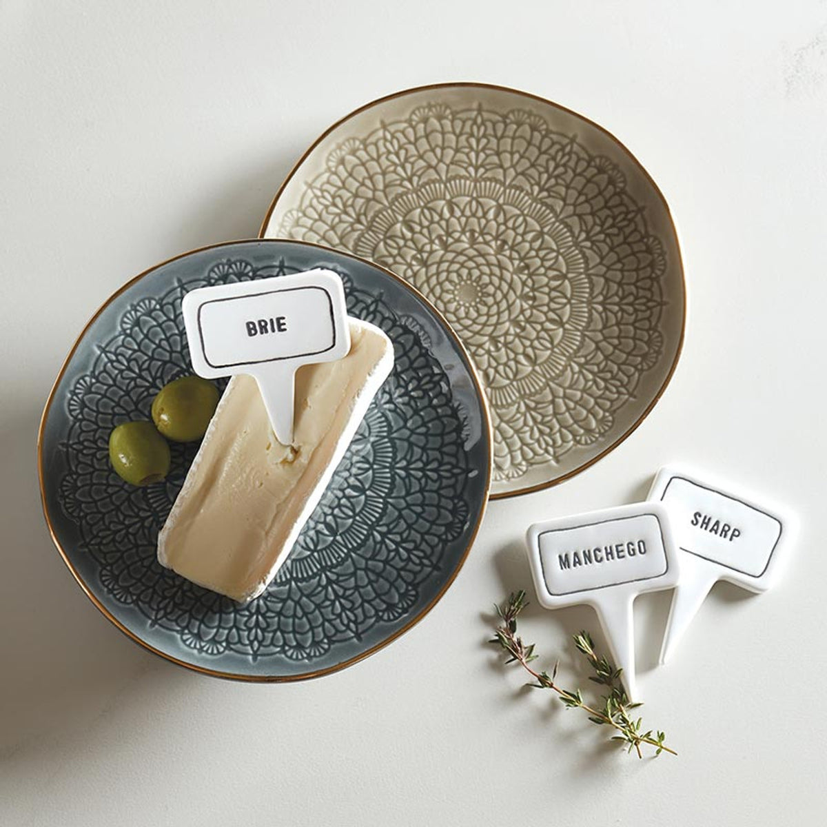 Gold Rim Stamped Appetizer Plates - Set of 4