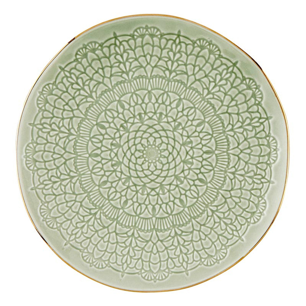 Gold Rim Stamped Appetizer Plates - Set of 4