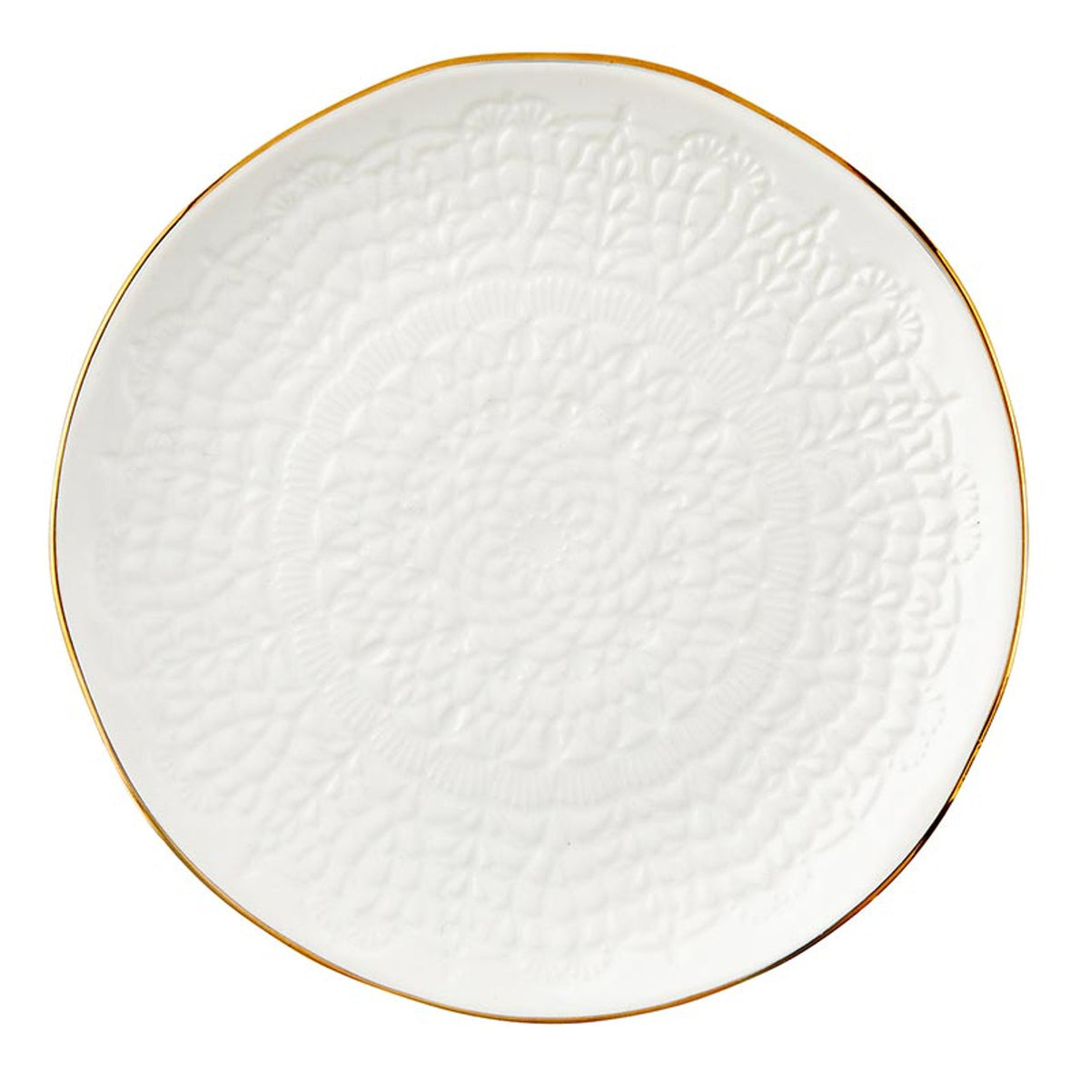 Gold Rim Stamped Appetizer Plates - Set of 4