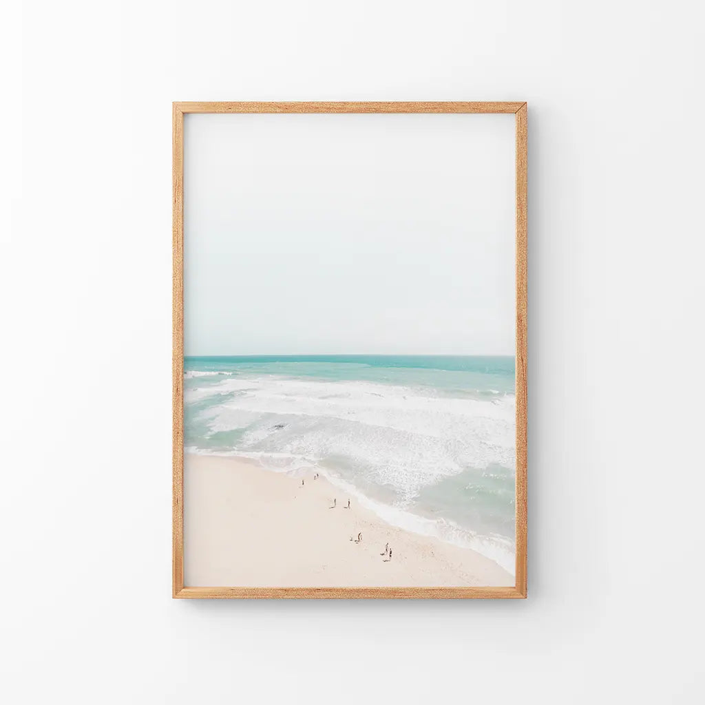 Neutral Summer Photo. Blue Ocean Waves, Sandy Beach